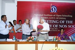 Chairman NIOS welcoming Hon’bl Minister of HRD Sh. Kapil Sibalji for 22nd General Body Meeting